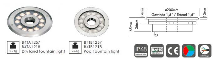 B4TB1257 B4TB1218 12 * lumières centrales de fontaine de piscine de 2W Ejective LED avec le diamètre 182mm Front Cover IP68 de diamètre imperméable 0