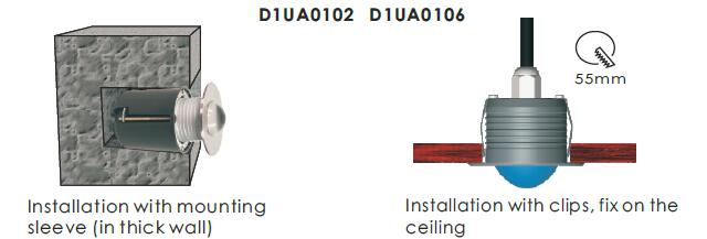 1* 2W ou 3W IP65 a enfoncé l'étape de LED allume l'acier inoxydable d'intérieur Front Plate de 316 SUS 2