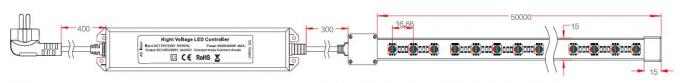 6W / Lumière de bande de Chip High Voltage LED de voyage de M 5050 RVB IP67 avec le contrôleur à C.A. RVB 2