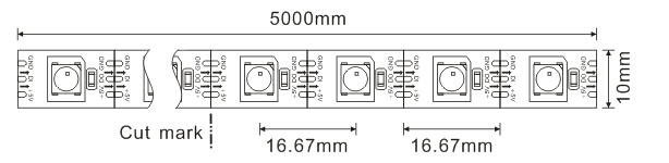 Lumières de bande programmables de 5VDC WS2812B Digital LED 60LEDs/m et 60Pixel/m