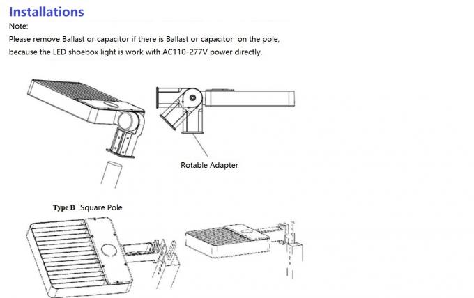L'étape 3 obscurcissant la boîte de chaussure de LED allume le monteur de glissement de SMD/bâti 100w 150w 200w de bras 3